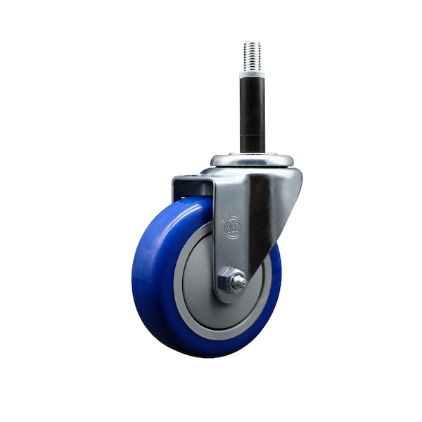 4'' Blue Poly Wheel Swivel 3/4'' Expanding Stem Caster